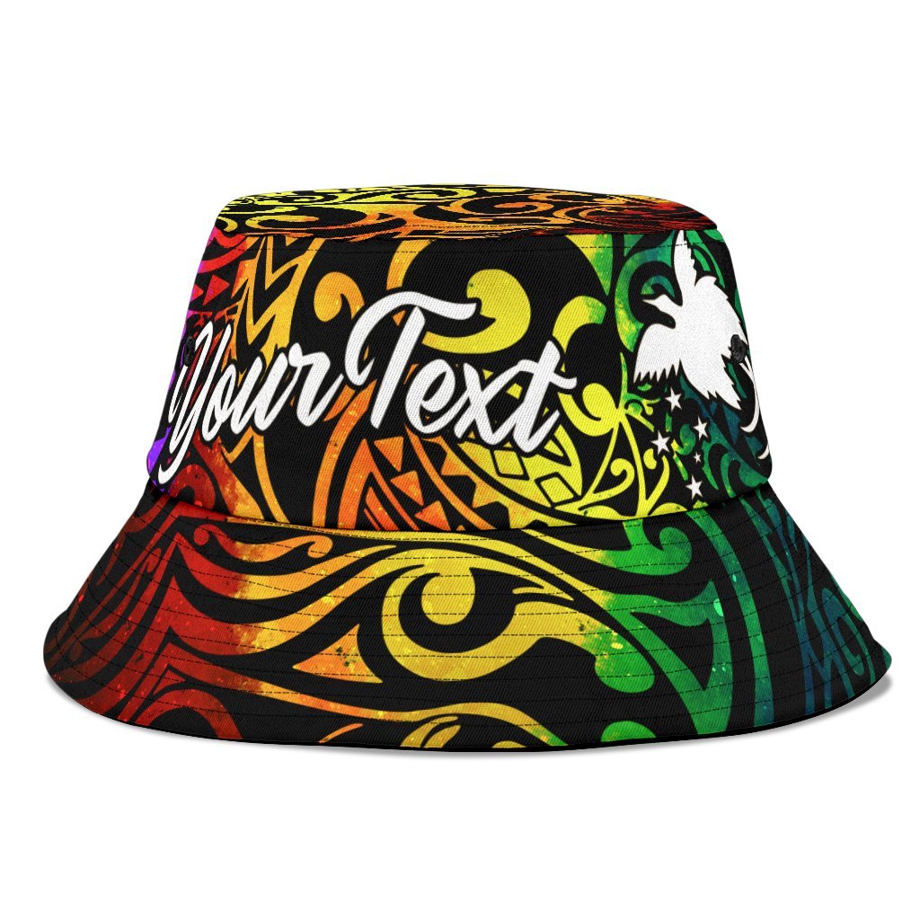 Papua New Guinea Custom Personalised Bucket Hat - Rainbow Polynesian Pattern Unisex Universal Fit Reggae - Polynesian Pride
