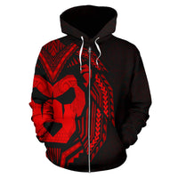 Sua Lions Pride Polynesian Warrior Zip up Hoodie Red Color - Polynesian Pride