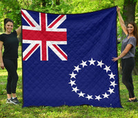 Cook Islands Flag Premium Quilt Black - Polynesian Pride
