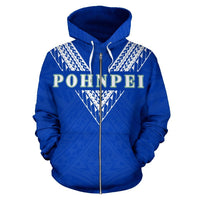 Pohnpei All Over Zip up Hoodie Blue Sailor Style - Polynesian Pride