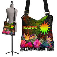 Nauru Polynesian Crossbody Boho Handbag - Hibiscus and Banana Leaves - Polynesian Pride