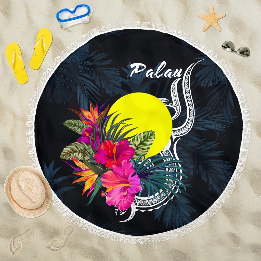 Palau Polynesian Beach Blanket - Tropical Flower One style One size Blue - Polynesian Pride
