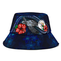 Niue Polynesian Bucket Hat - Blue Turtle Hibiscus - Polynesian Pride