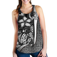 Pohnpei Micronesia Women's Racerback Tank White - Turtle With Hook - Polynesian Pride