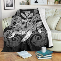 Hawaii Turtle Wave Polynesian Premium Blanket - Hey Style Gray White - Polynesian Pride