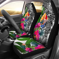 Tahiti Custom Personalised Car Seat Covers White - Turtle Plumeria Banana Leaf Universal Fit White - Polynesian Pride