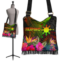 The Philippines Polynesian Crossbody Boho Handbag - Hibiscus and Banana Leaves - Polynesian Pride