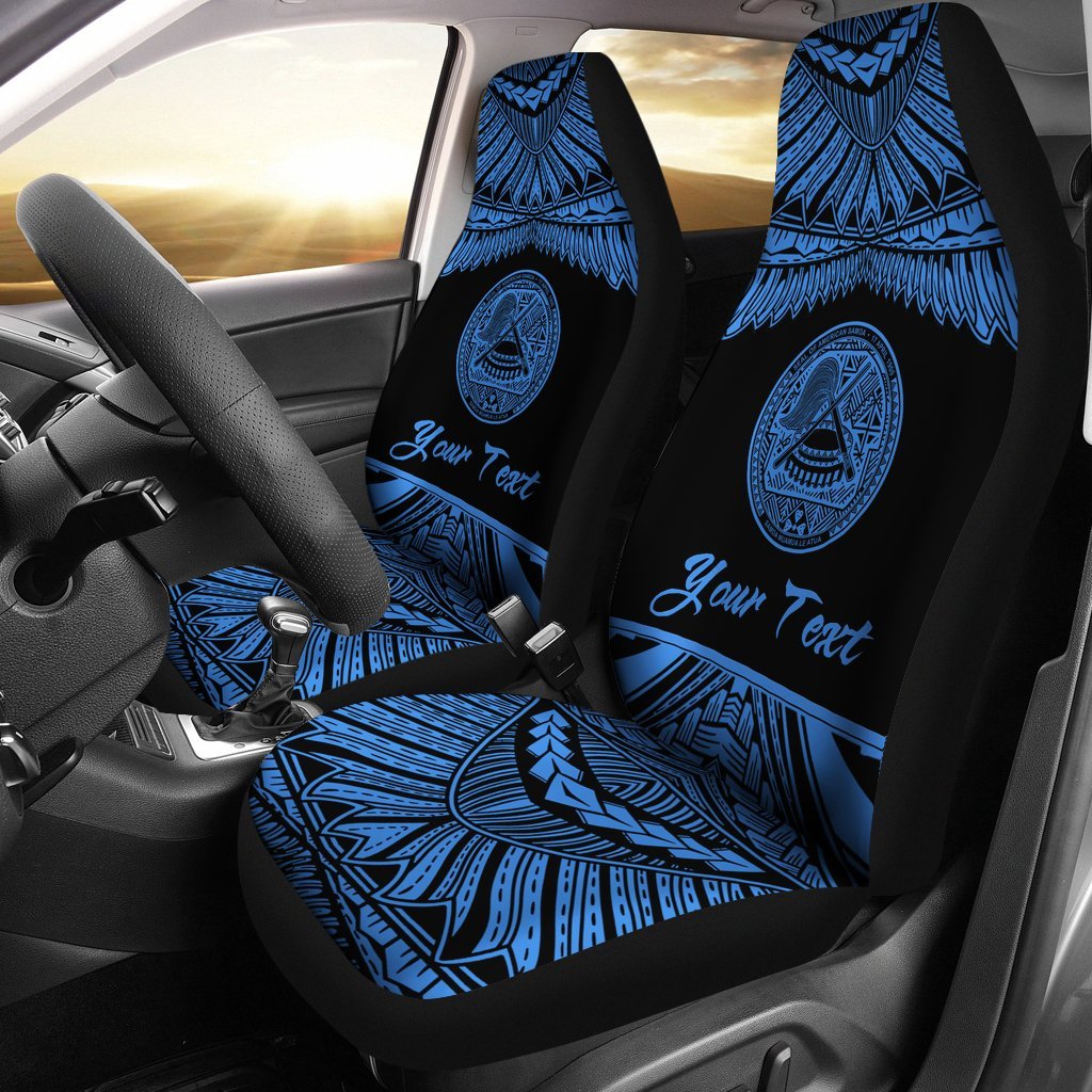 American Samoa Polynesian Custom Personalised Car Seat Covers - Pride Blue Version Universal Fit Blue - Polynesian Pride