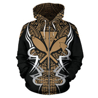 Kanaka Map Zip up Hoodie Gold Armor Style - Polynesian Pride