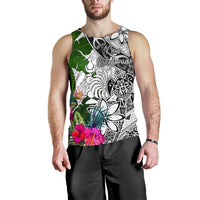 New Caledonia Men's Tank Top White - Turtle Plumeria Banana Leaf Crest - Polynesian Pride
