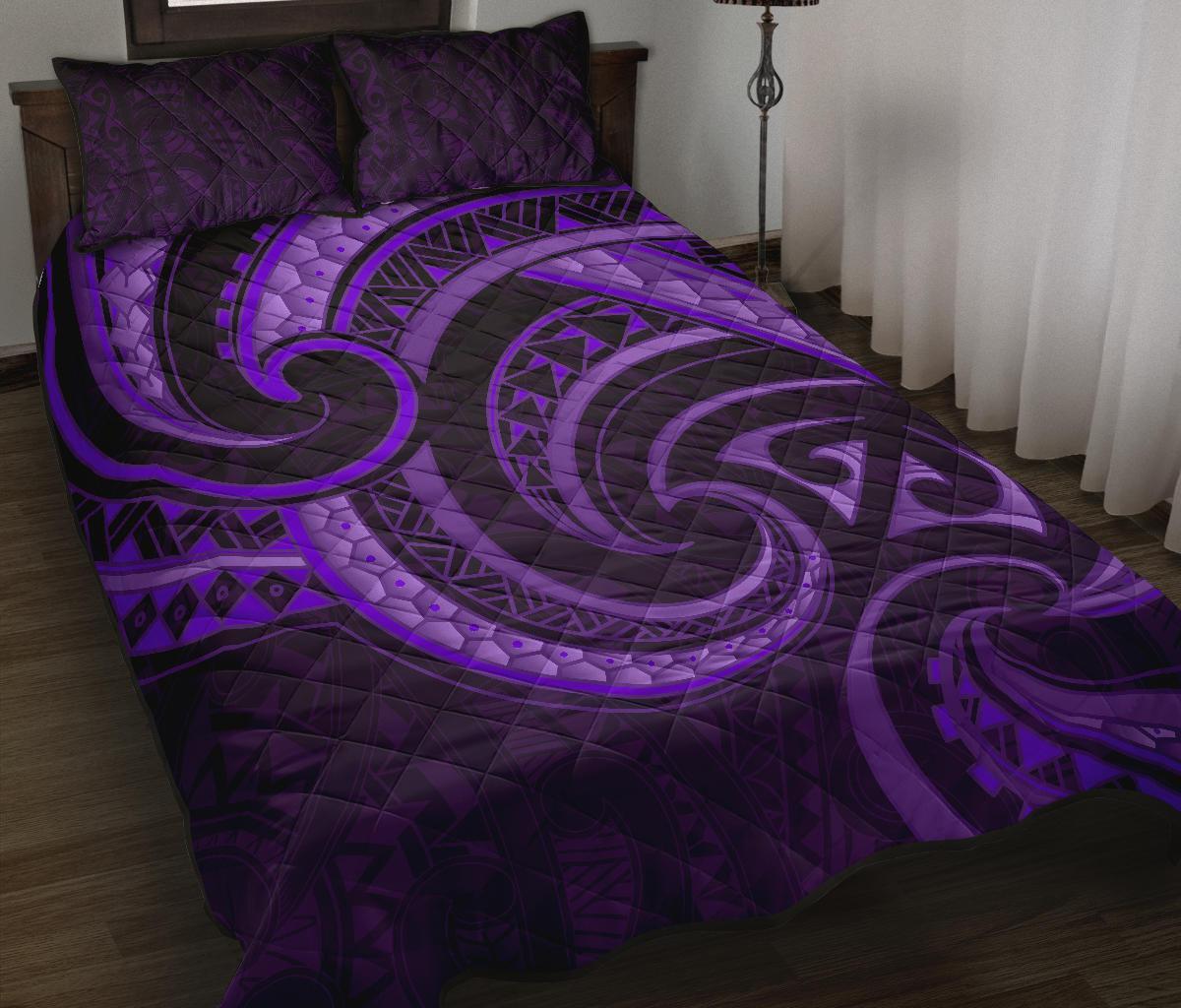 New Zealand Maori Mangopare Quilt Bed Set Polynesian - Purple Purple - Polynesian Pride