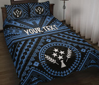 Kosrae Personalised Quilt Bed Set - Kosrae Flag In Polynesian Tattoo Style (Blue) Blue - Polynesian Pride