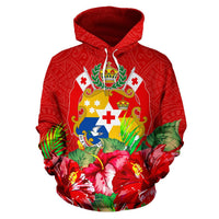 Tonga Polynesian Hoodie Flag Hibiscus - Polynesian Pride