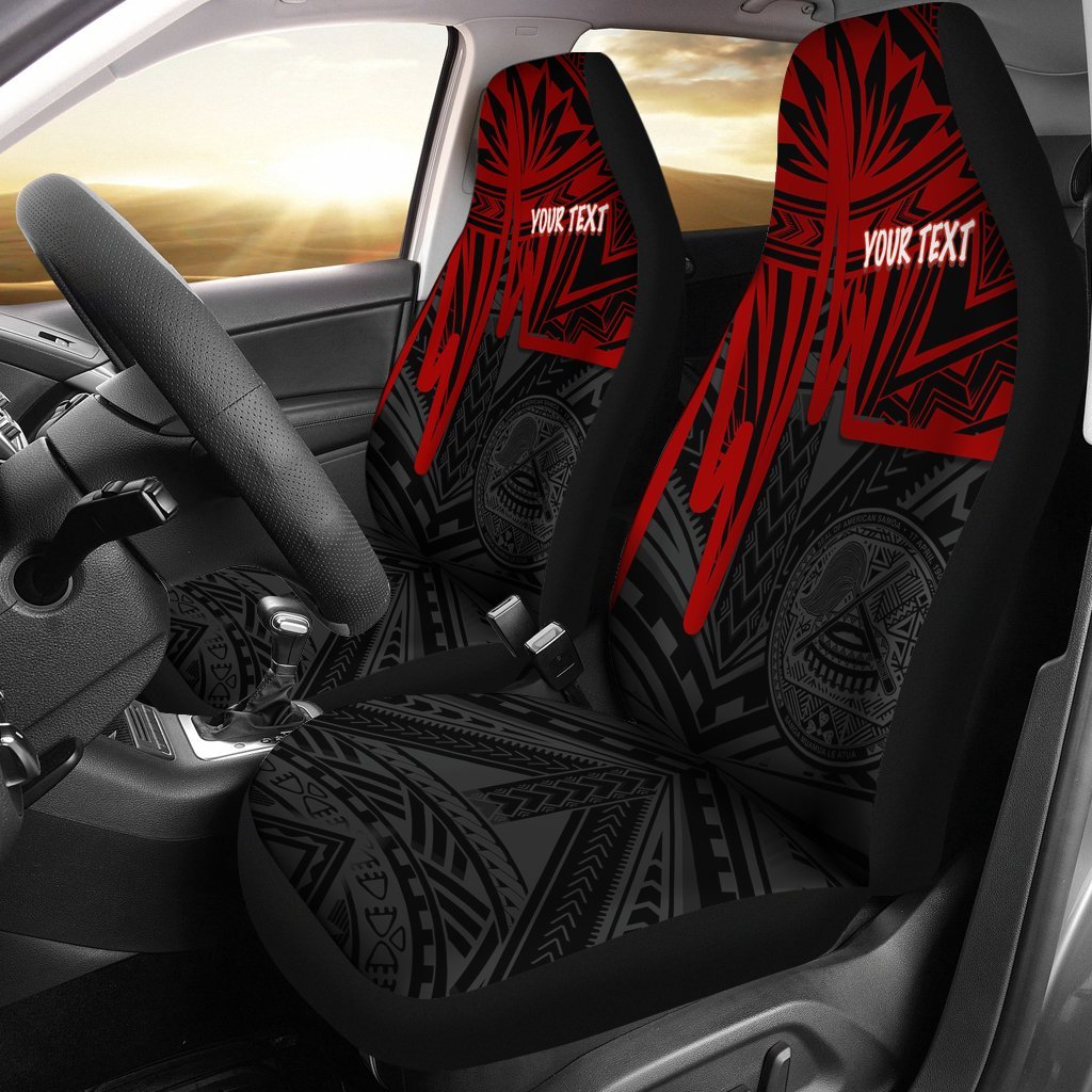 American Samoa Personalised Car Seat Covers - Seal With Polynesian Pattern Heartbeat Style (Red) Universal Fit Red - Polynesian Pride