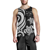Fiji Polynesian Men Tank Top - White Tentacle Turtle Crest - Polynesian Pride