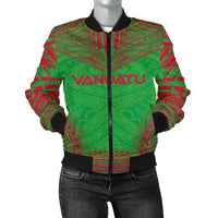 Vanuatu Flag Polynesian Chief Women'S Bomber Jacket Green - Polynesian Pride