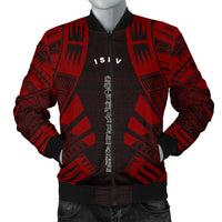 Society Islands Men Bomber Jackets - Polynesian Tattoo Red Red - Polynesian Pride
