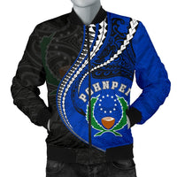Pohnpei Men's Bomber Jacket Kanaloa Tatau (Black) Black - Polynesian Pride