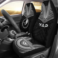 Yap Car Seat Cover - Yap Flag Polynesian Chief Tattoo Black Version Universal Fit Black - Polynesian Pride