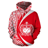 Samoa Polynesian Hoodie Circle Style White and Red Color - Polynesian Pride