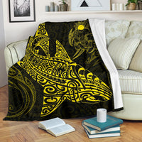 Shark Polynesian Blanket - Polynesian Tattoo Yellow - Polynesian Pride