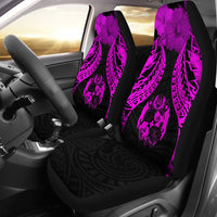 Tonga Polynesian Car Seat Covers Pride Seal And Hibiscus Pink Universal Fit Pink - Polynesian Pride