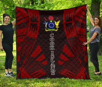 Cook Islands Premium Quilt - Cook Islands Polynesian Red Tattoo Red - Polynesian Pride