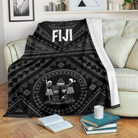 Fiji Premium Blanket - Fiji Seal With Polynesian Tattoo Style (Black) - Polynesian Pride