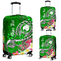 Pohnpei Custom Personalised Luggage Covers - Turtle Plumeria (Green) - Polynesian Pride