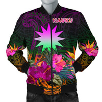 Nauru Men's Bomber Jacket - Summer Hibiscus Reggae - Polynesian Pride
