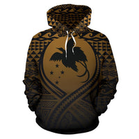 Papua New Guinea All Over Hoodie Lift up Gold - Polynesian Pride