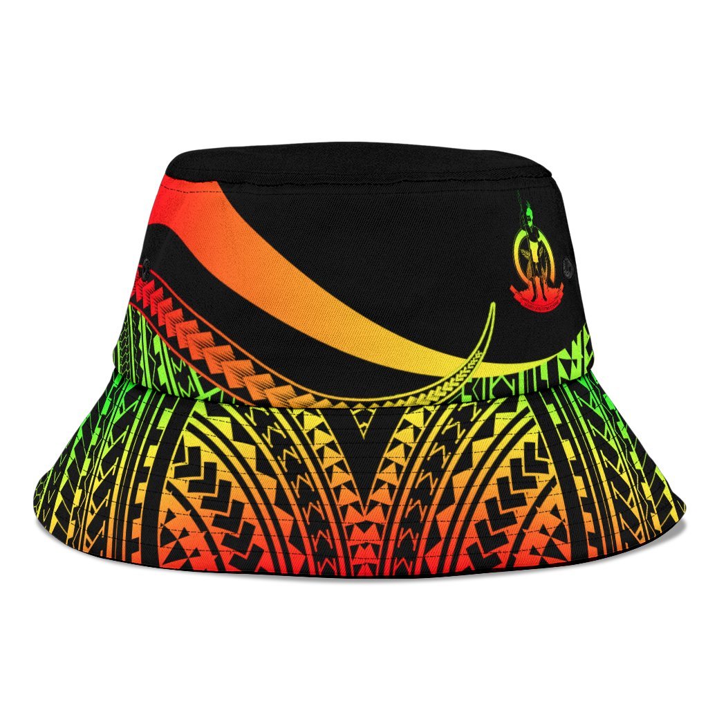 Vanuatu Custom Personalised Bucket Hat - Reggae Polynesian Tentacle Tribal Unisex Universal Fit Reggae - Polynesian Pride