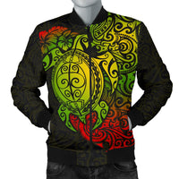 Polynesian Hawaii Bomber Jacket (Men) - Polynesian Turtle Green - Polynesian Pride