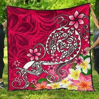 Polynesian Premium Quilt - Turtle Plumeria Pink Color Pink - Polynesian Pride