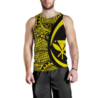 Kanaka Hawaii Map Yellow Polynesian Men's Tank Top - Circle Style - Polynesian Pride