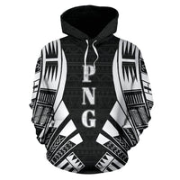 Papua New Guinea Polynesian ll Over Hoodie White Tattoo - Polynesian Pride