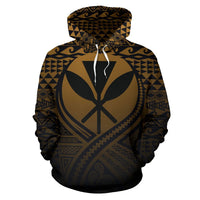 Kanaka Maoli All Over Hoodie Lift up Gold - Polynesian Pride