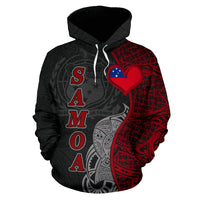 Samoa Polynesian Hoodie Heart nd Coconut Tree - Polynesian Pride