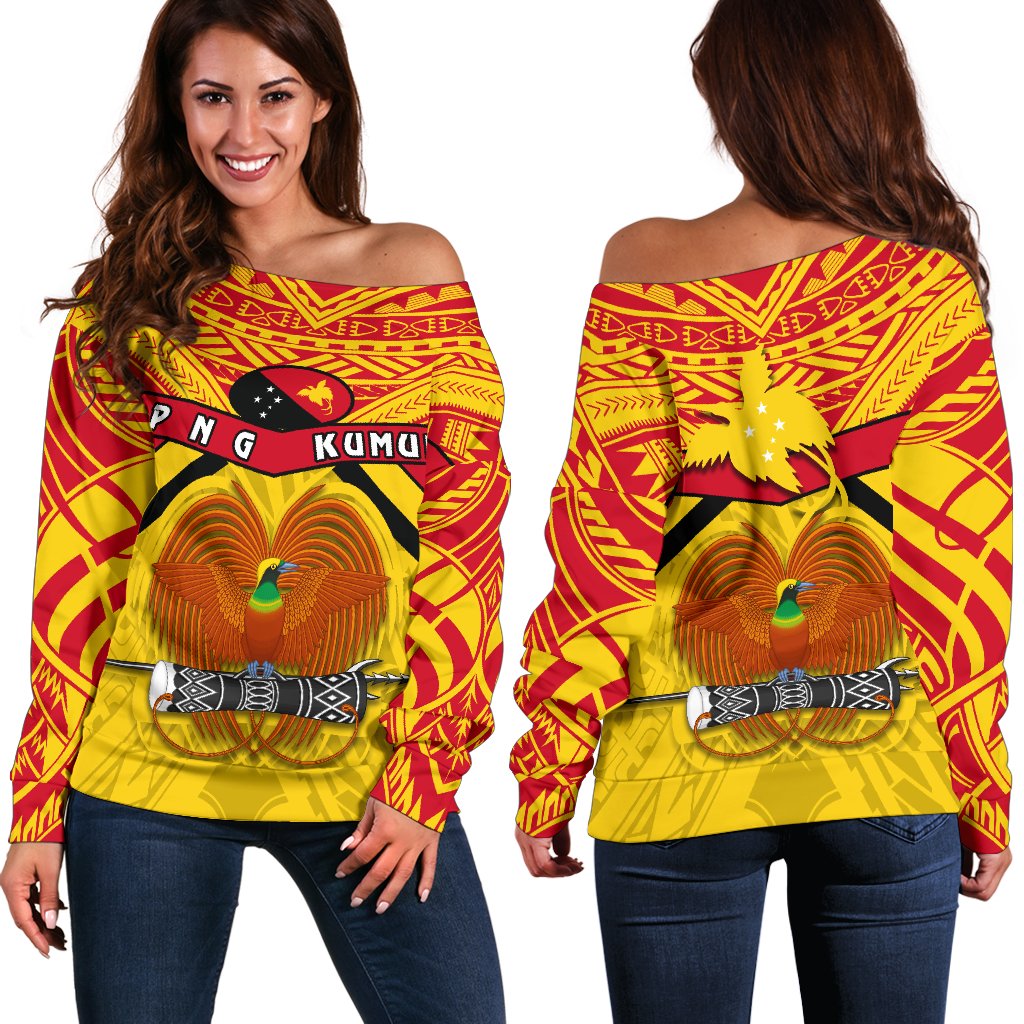 Papua New Guinea Rugby Off Shoulder Sweater PNG - The Kumuls Yellow - Polynesian Pride