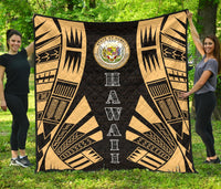 Hawaii Premium Quilt - Polynesian Tattoo Gold Gold - Polynesian Pride