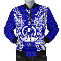 Vanuatu Polynesian Men's Bomber Jacket Map Blue Blue - Polynesian Pride