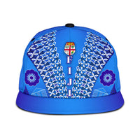 Fiji Drua Hat Tapa Snapback Hat Universal Fit Blue - Polynesian Pride