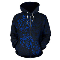 Zip up Hoodie Guam Family Turtles Map Polynesian Blue - Polynesian Pride