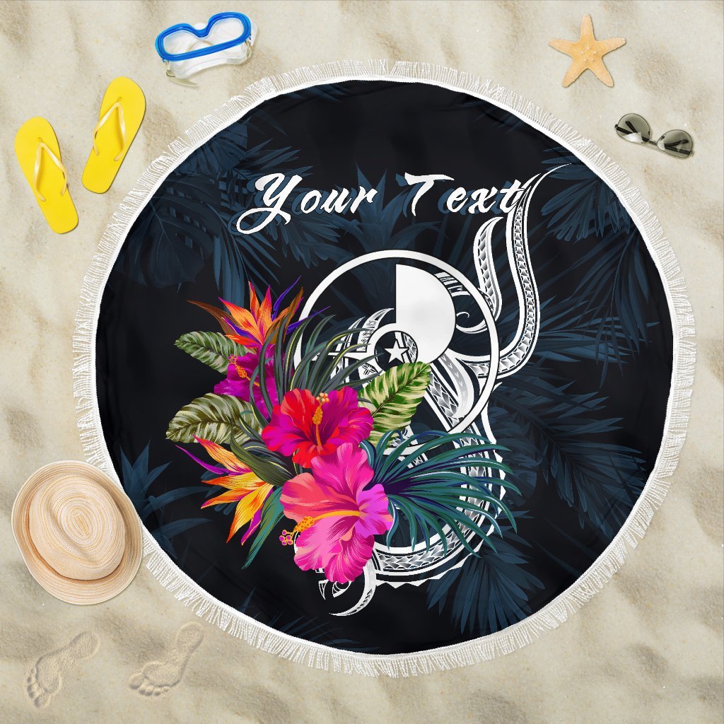 Yap Micronesia Custom Personalised Beach Blanket - Tropical Flower One style One size Blue - Polynesian Pride