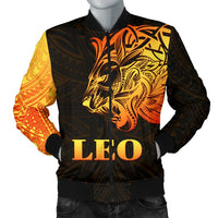 Sun In Leo Zodiac Men Bomber Jacket Polynesian Tattoo Simple - Orange Black Orange - Polynesian Pride