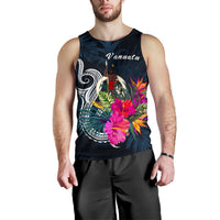 Vanuatu Polynesian Men's Tank Top - Tropical Flower Blue - Polynesian Pride