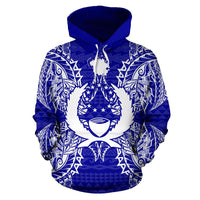 Pohnpei Polynesian ll Over Hoodie Map Blue - Polynesian Pride