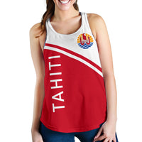 Tahiti Women's Racerback Tank - Curve Version White Red - Polynesian Pride