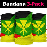 Hawaii Kakau Kanaka Flag Bandana 3 - Pack - AH - Black - Polynesian Pride