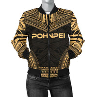 Pohnpei Polynesian Chief Women'S Bomber Jacket - Gold Version Gold - Polynesian Pride